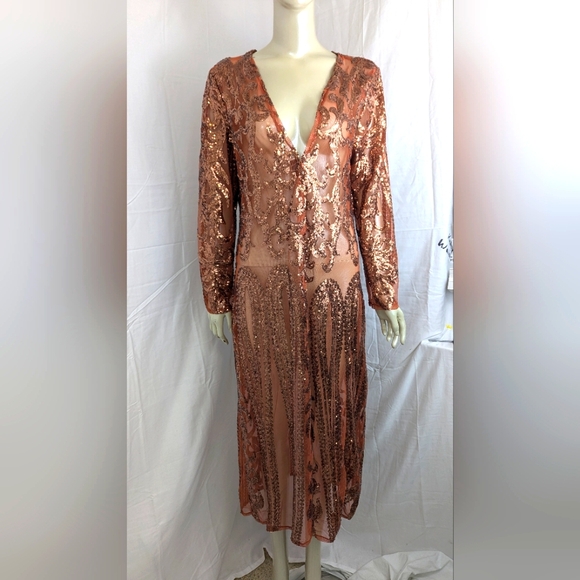 southern fried chics Jackets & Blazers - Southern Fried Chics NWT Copper Sequin Duster Medium